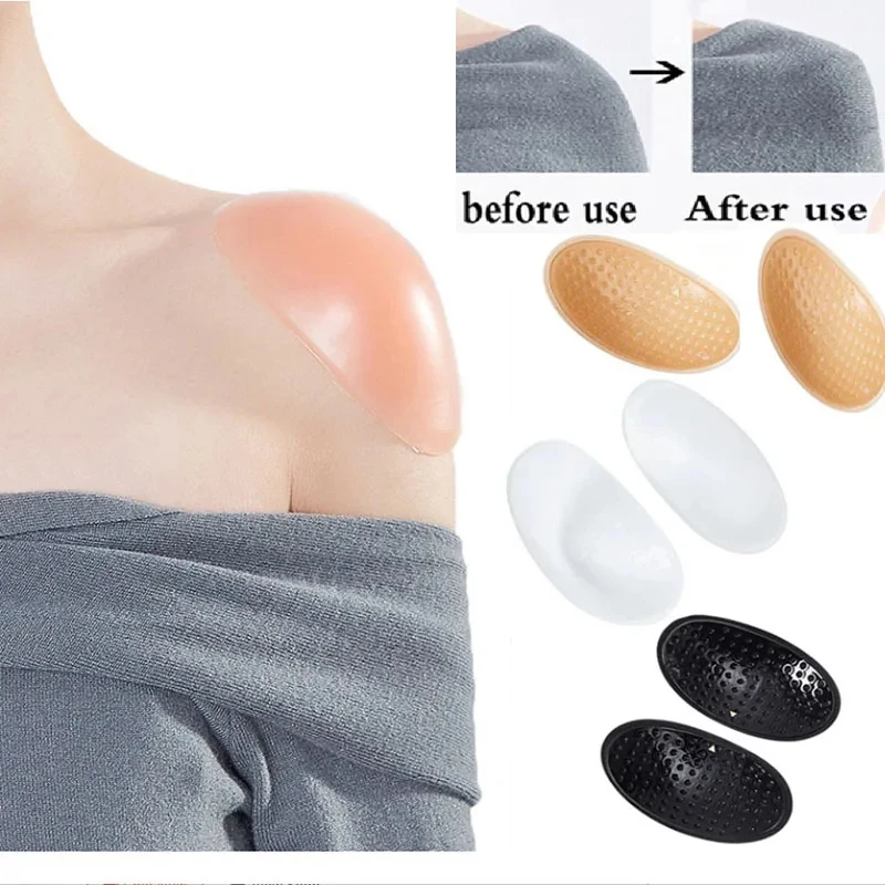 1Pair Invisible Self-Adhesive Silicone Shoulder Pads Detachable Breathable Shoulder Enhancer For Women Clothing