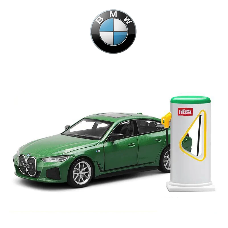 1:34 BMW I4 M50 Supercar Charging Pile Alloy Model Car Toy Diecasts Metal Casting Sound and Light Car Toys For Children Vehicle