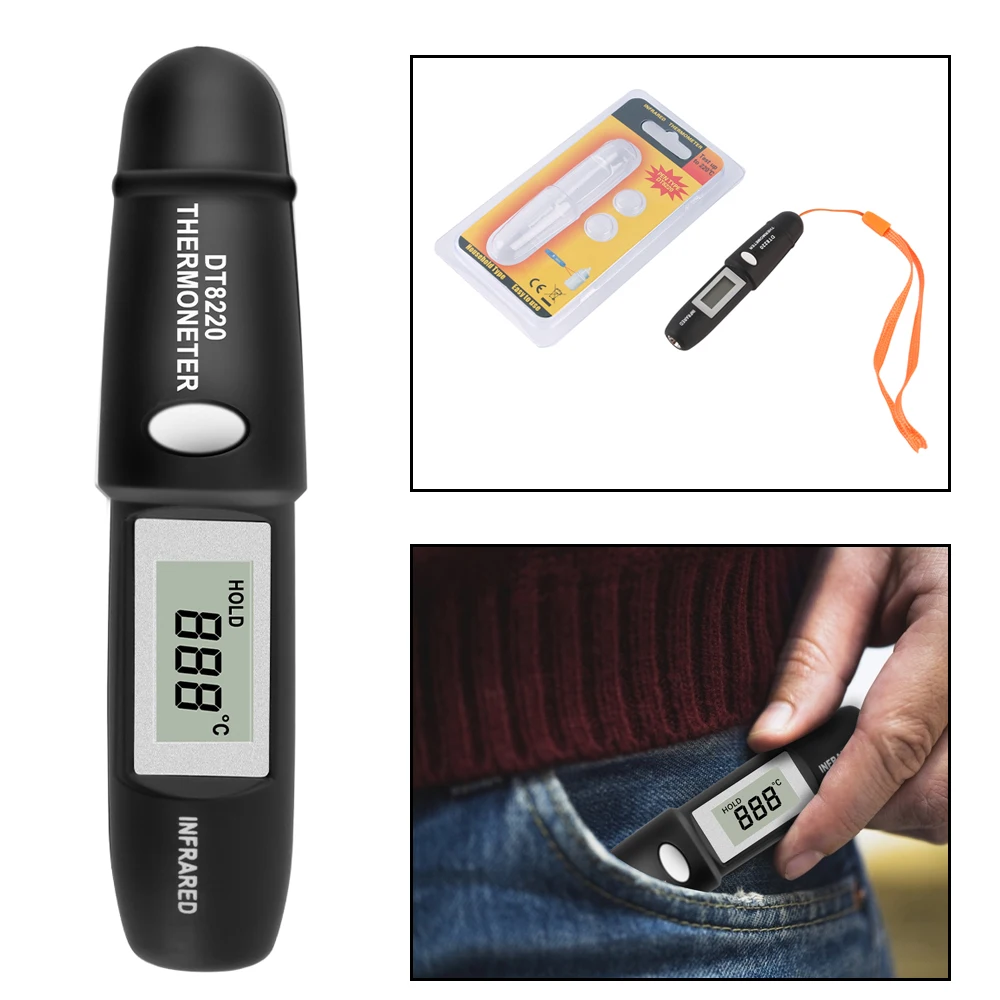 -50 ~ 220 ℃ berührungs loses digitales Infrarot-Thermometer Laser temperatur messer Imager Hygrometer Digital anzeige ir termomete dt8220