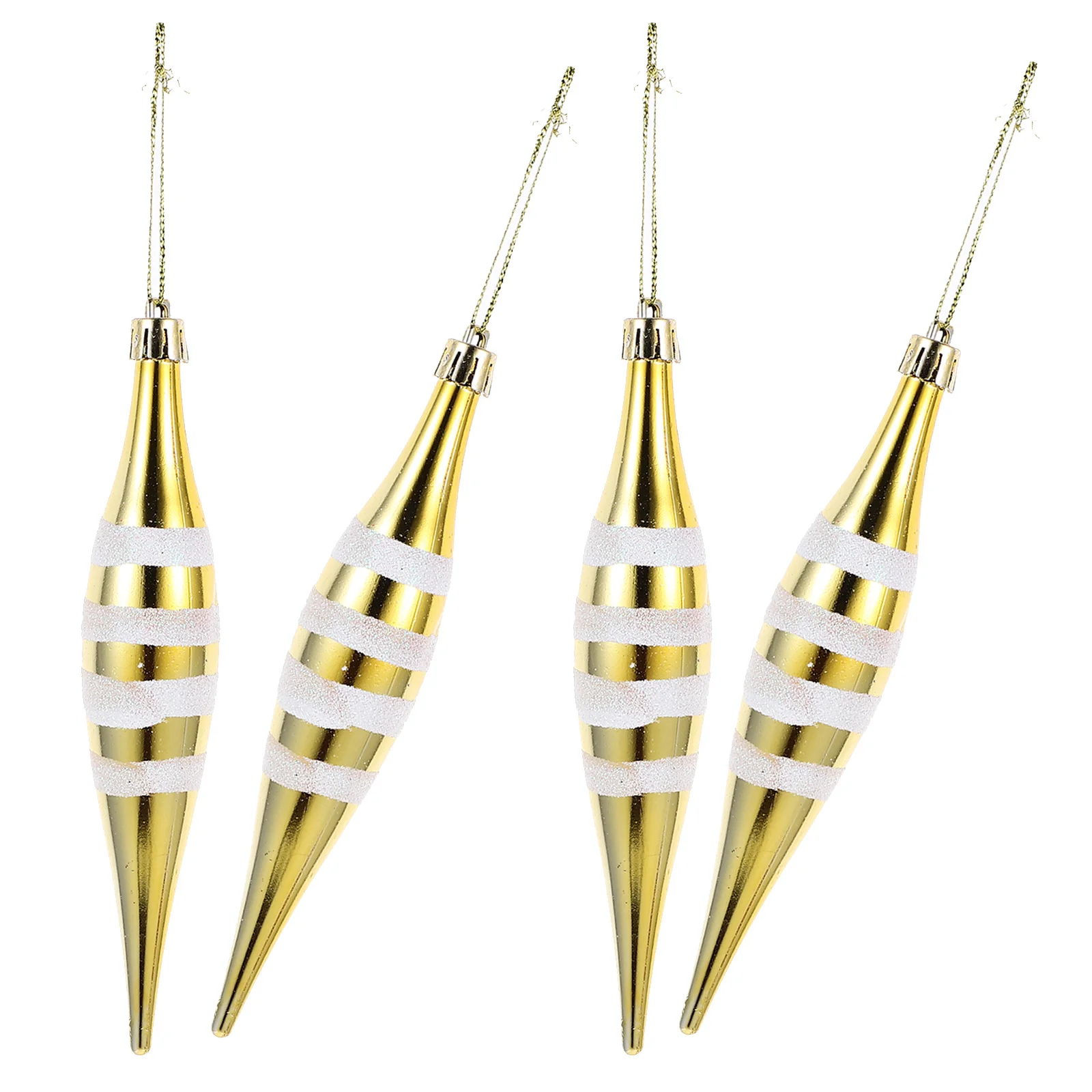 

4Pcs Christmas Tree Ornaments Plastic Smooth Hanging Xmas Tapered Pendant Christmas Party Decorations Xmas Supplies