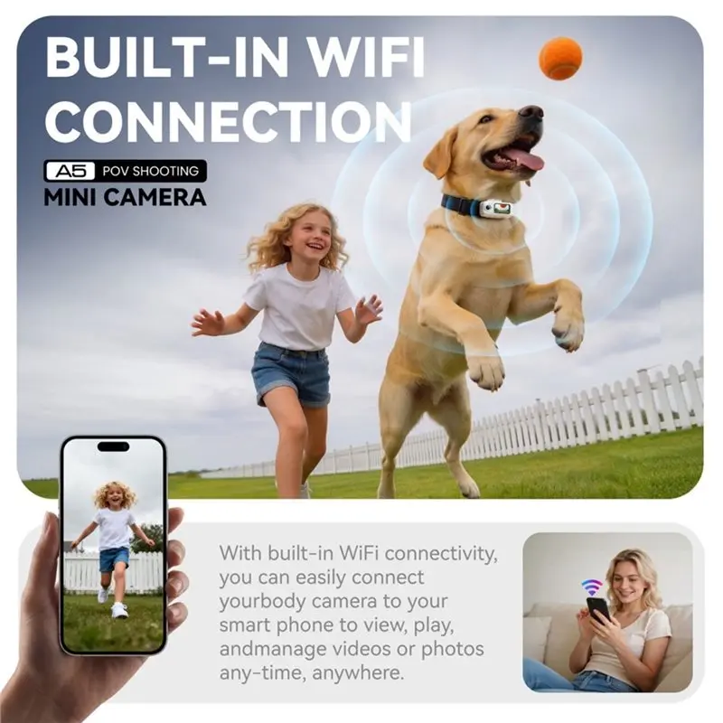 A13E-A5 POV FHD 1080P Wifi Mini Action Camera Wearable Thumb Sports Camera IPS Screen Portable Body Camcorder Hands-Free A view 6