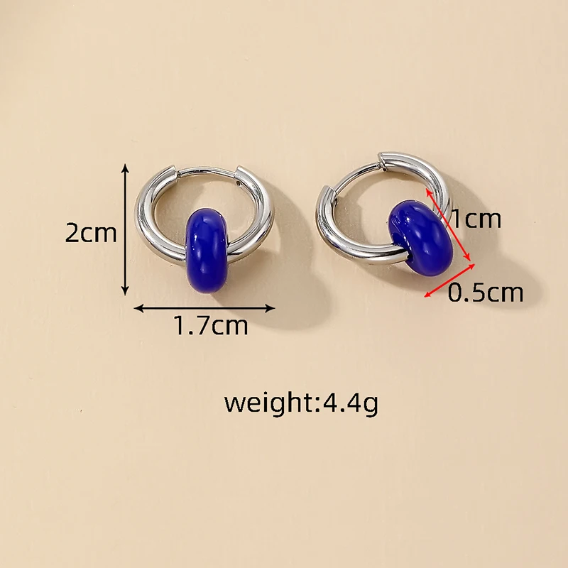 Stainless Steel Colors Natural Stone Hoop Earrings Women New Simple Vintage Round Bead Circle Earring Wedding Party Gift Jewelry