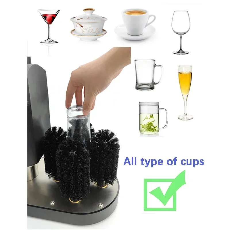 Countertop Bar Accessories Quick Cleansing Glasses With 5 Brushes Coffee Shop Cleaner Small Automatic Cup Washer