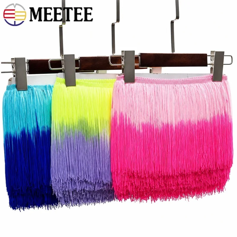 1/2/3Yards 30cm Gradient Color Long Tassel Fringe Dancewear Dress Trim Lace Costume Bag Curtain Sewing DIY Decor Accessories