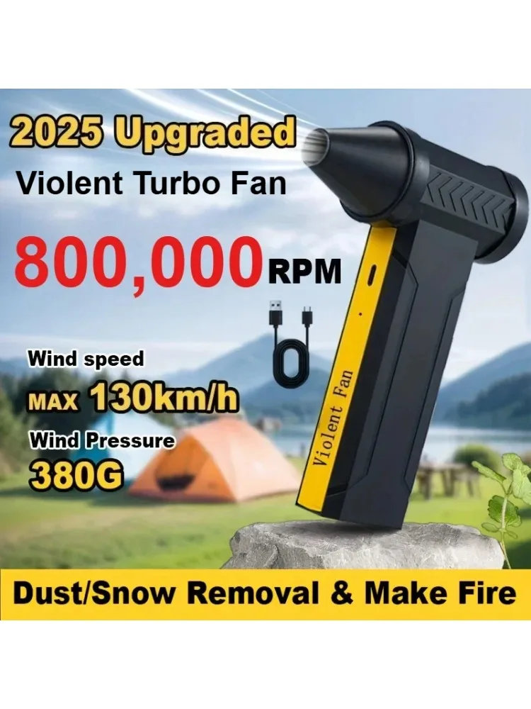 800.000 RPM Luchtblazer Elektrische Turbo Gewelddadige Fan Borstelloze Motor Hoge Snelheid Turbo Fan USB Oplaadbare Krachtige Lucht Stofblazer - afbeelding 2