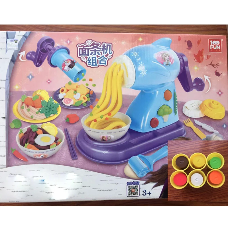 DIY Handmade Kitchen Dough Plasticine Playset Tool Kids Noodle Maker Machine Plasticine Cosplay Toy Gift Set