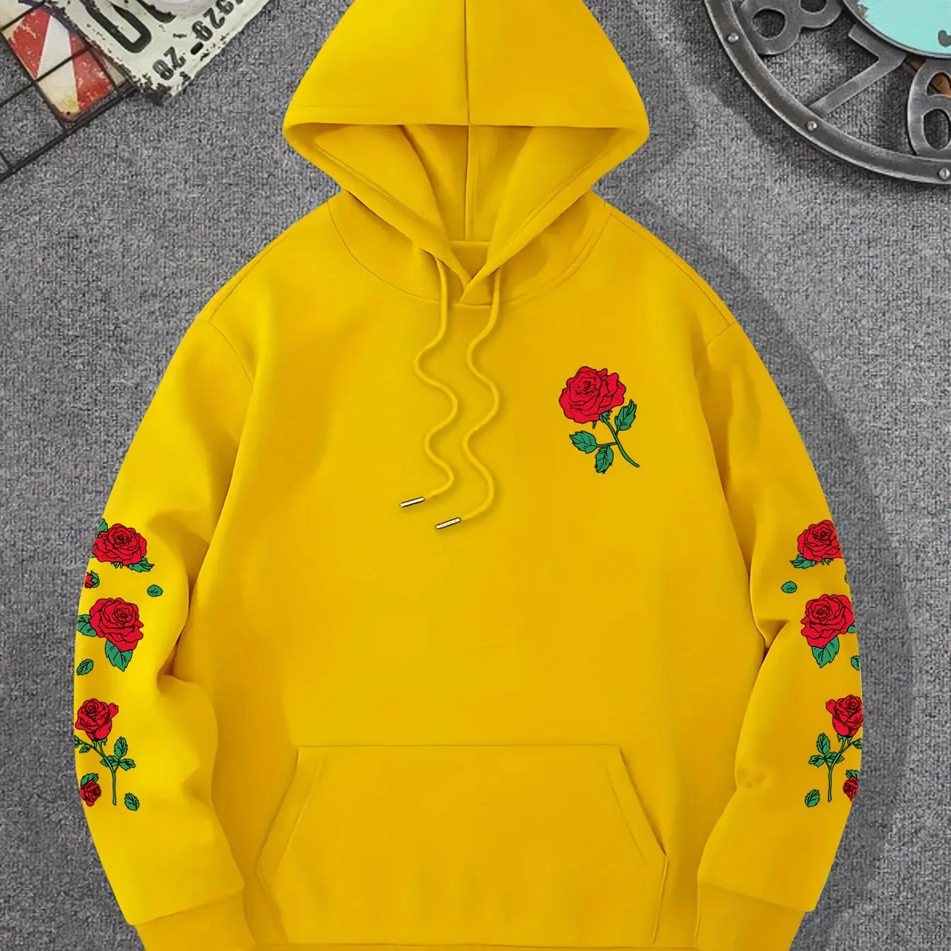 2025 Nuovo inverno-primavera casual da uomo e da donna maglione con cappuccio allentato con stampa rosa abbigliamento sportivo unisex retrò di alto stile