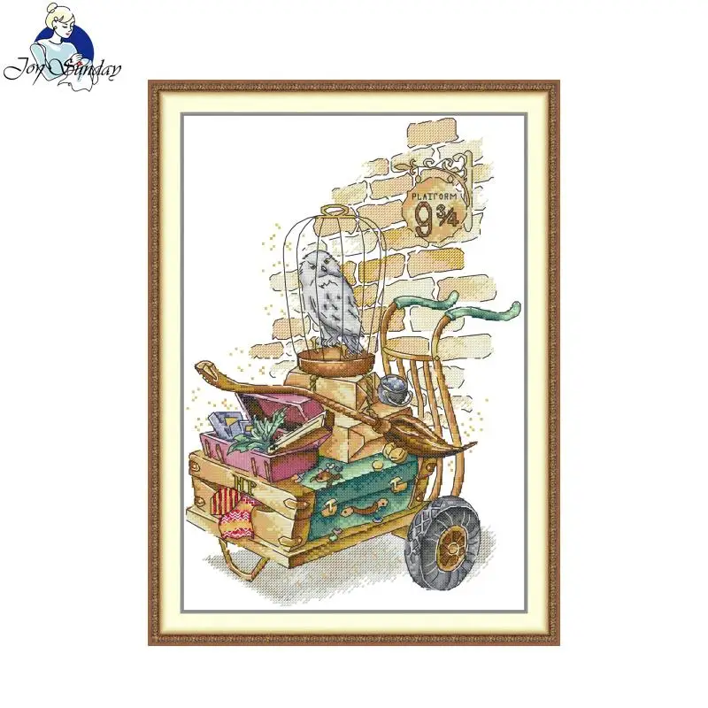 

Набор для вышивания крестиком JoySunday: «Машина, отправляющаяся в волшебную школу», с напечатанной схемой, ткань Аида 16/14/11CT, набор для вышивания своими руками, художественное рукоделие