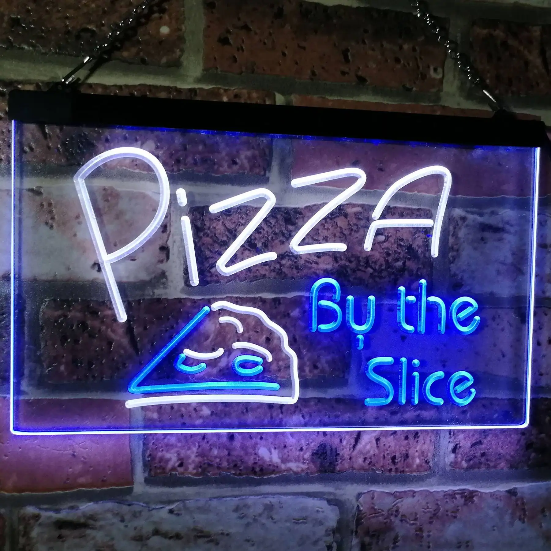 Pizza durch Die Scheibe Shop Display Werbung Decor Dual Farbe LED Neon Zeichen