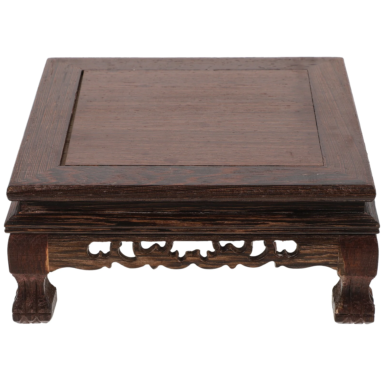 

Wooden Display Stand For Home Decor, Carved Rectangular Pedestal For Vase Plant Statue Craft Display, Bonsai Shelf Storage