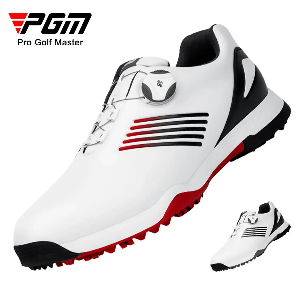 PGM Golf Shoes Mens Comfortable Knob Buckle Golf Men\'S Shoes Waterproof Genuine Leather Sneakers Spikes Nail Non-Slip XZ152