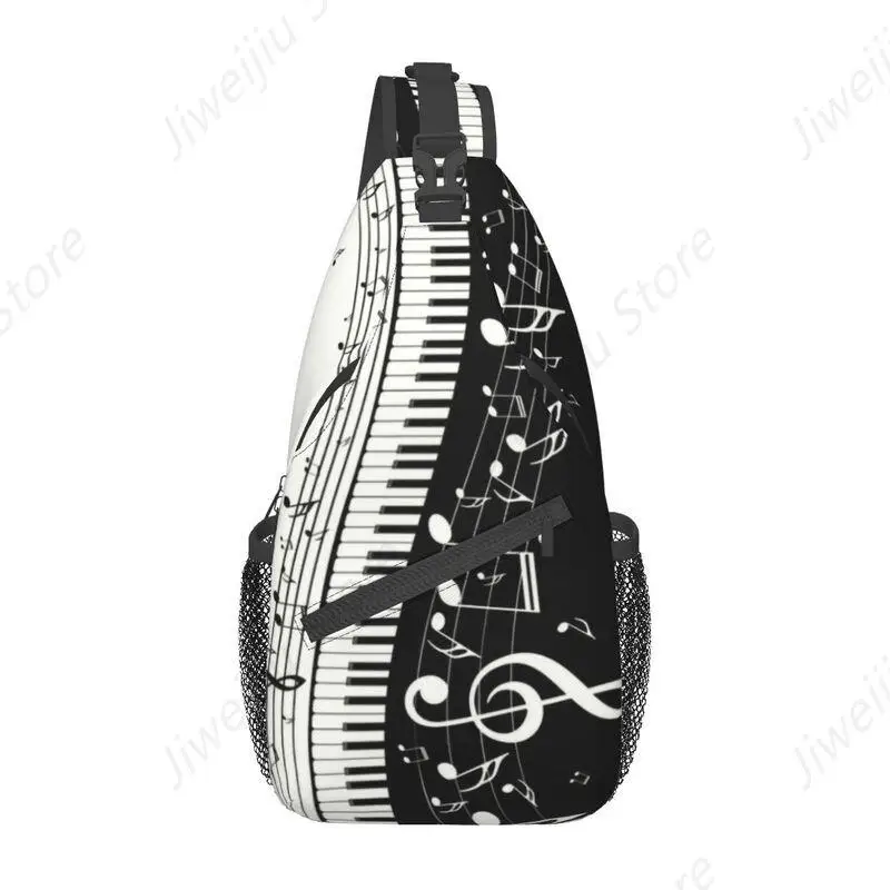 Classic Music Notes Piano Key Sling Chest Bag Custom Musician Pianist Shoulder Crossbody Backpack for Men Travel Hiking Daypack