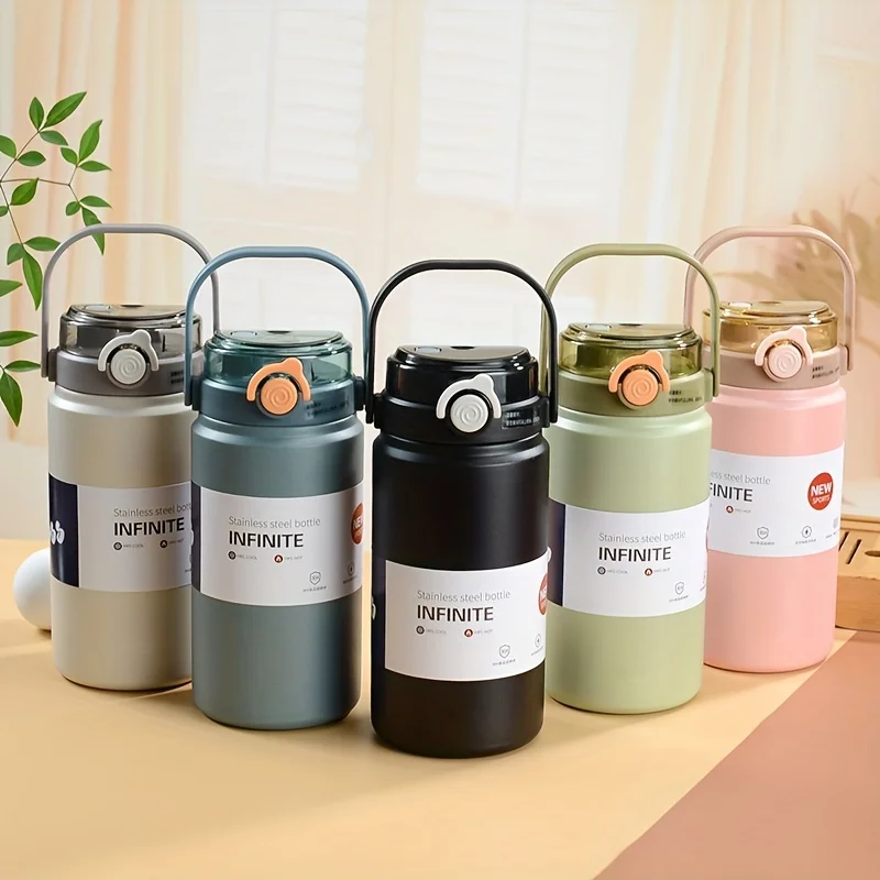 1pc, 1L/33.8oz Stainless Steel Insulated Water Bottle - Portable Vacuum Cup for Hot and Cold Beverages - Perfect for Summer and