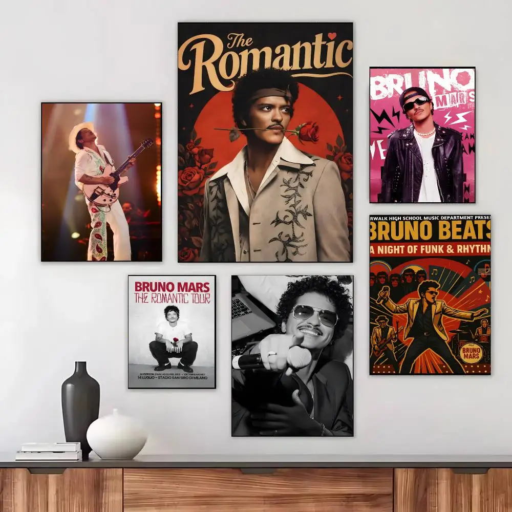 Bruno Mars Pop Artist Poster Moisture-proof Self-adhesive Decor Living Room Bedroom Party Bar Fade-resistant