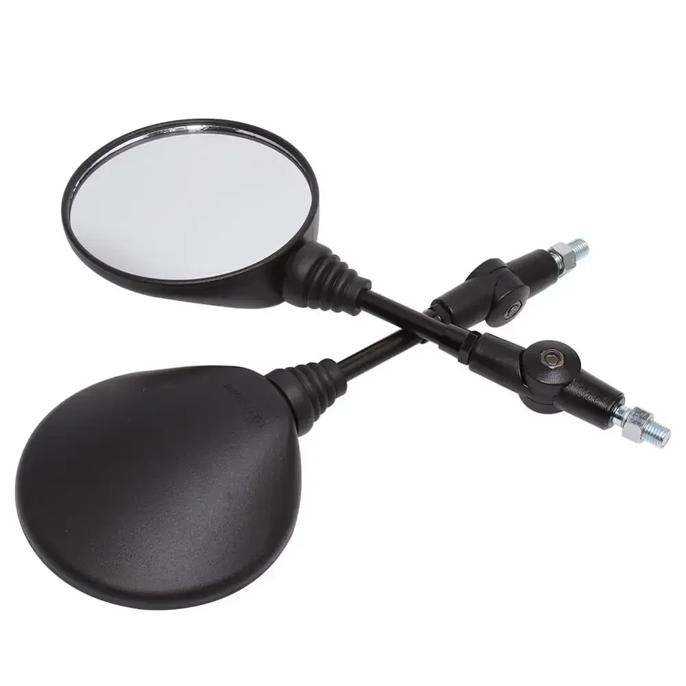 Universal 10mm Black Motorcycle Side Mirror, Anti-fall Folding Round Rearview Mirror
