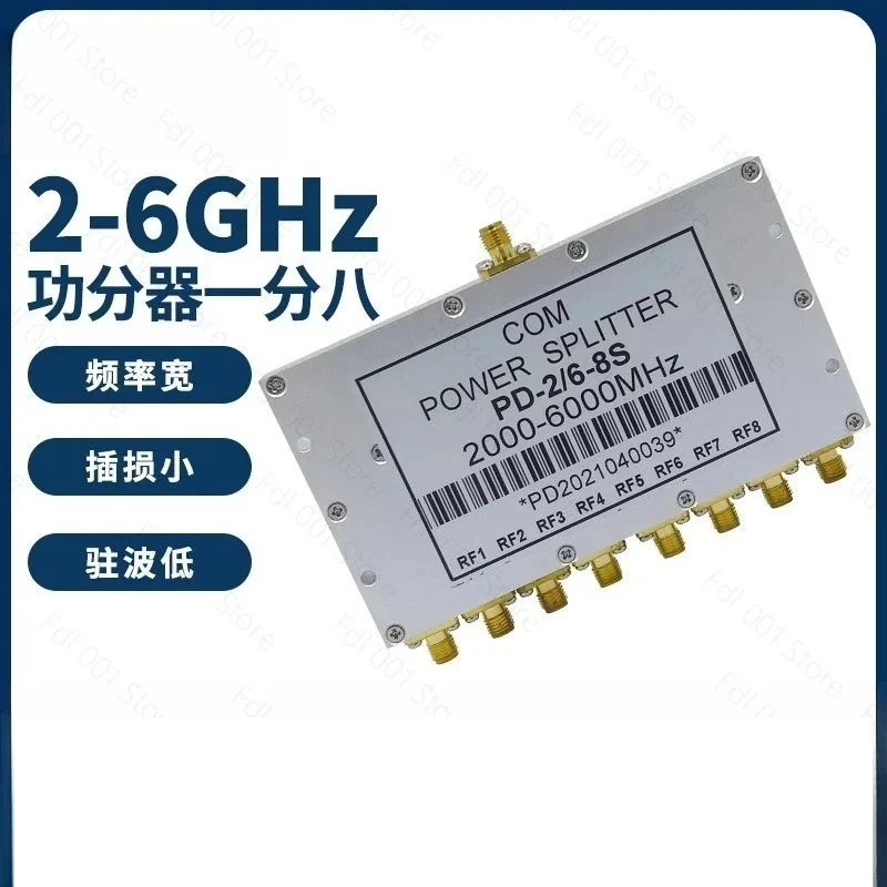 8 Way RF Power Splitter 2.4G 5.8G WiFi Wideband 2-6G SMA Microstrip Power Divider Combiner