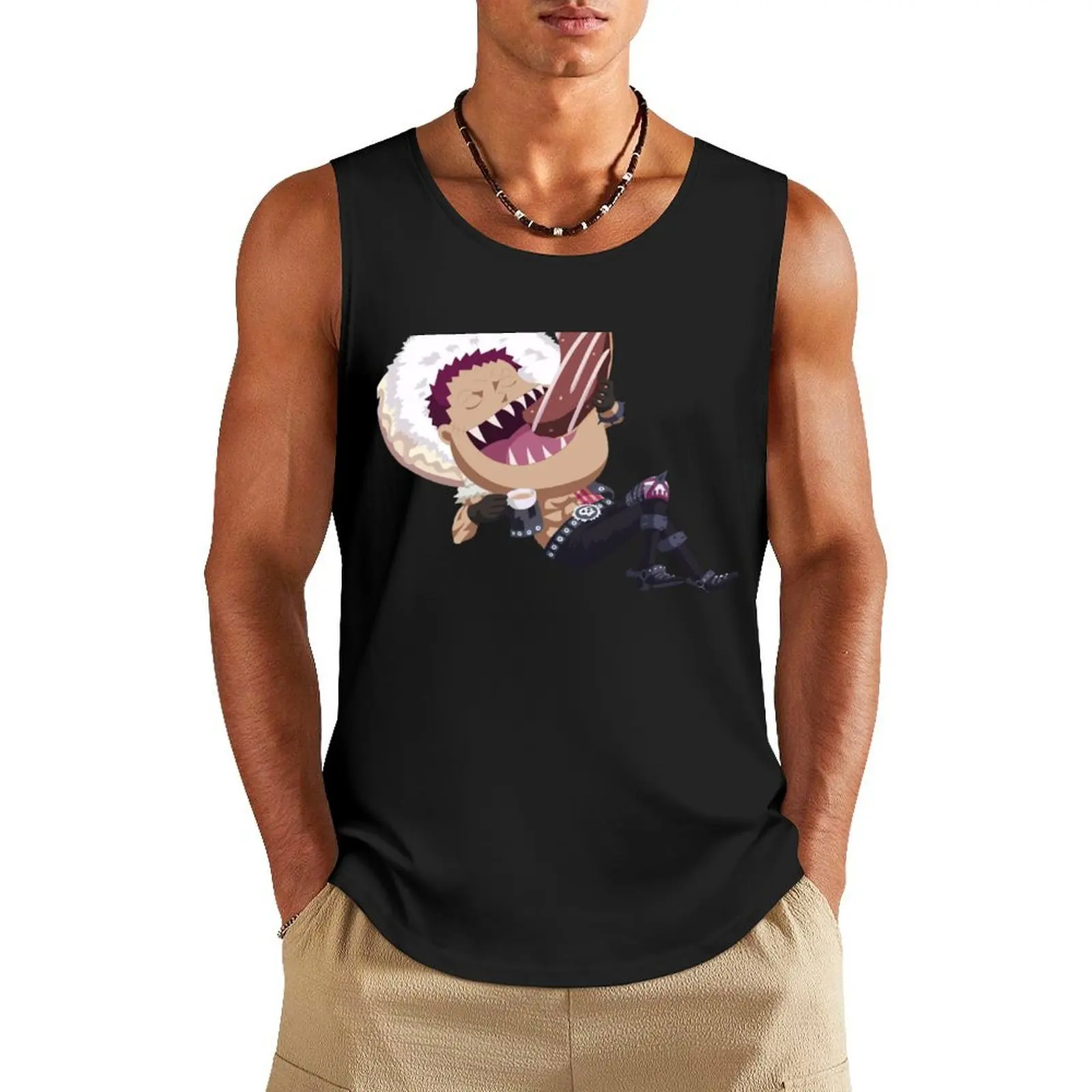 

Charlotte Katakuri Eating Donuts T-Shirt Tank Top summer clothes for men singlets for men fitness gym shirts