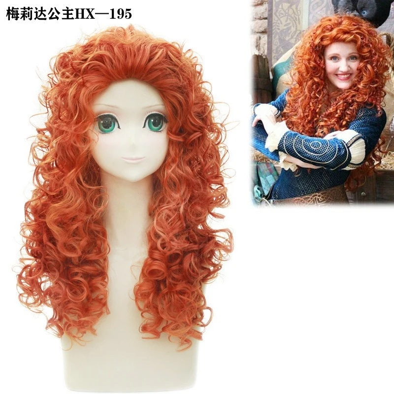 Perruque d'anime pour cosplay de princesse, cheveux longs bouclés