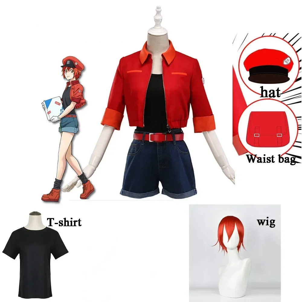 

Anime Cosplay Uniform 6PCS Cells At Work / Hataraku Saibou Costume Red Blood Cell Gril
