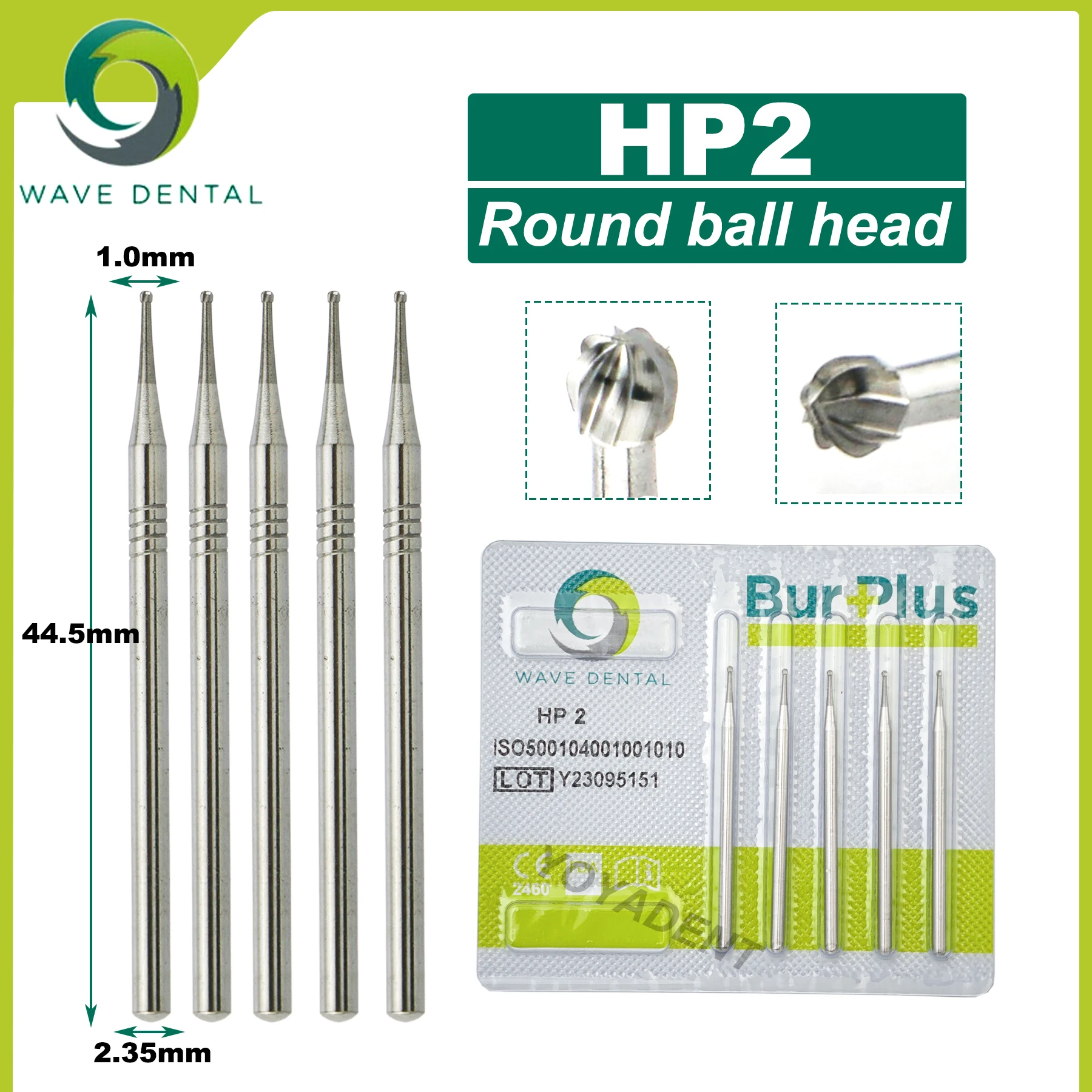 WAVE Dental Burs Dentistry Drills Dental Tungsten Carbide Burs For Straight Nose Cone Low Speed Handpiece HP 2.35mm 5Pcs/Pack