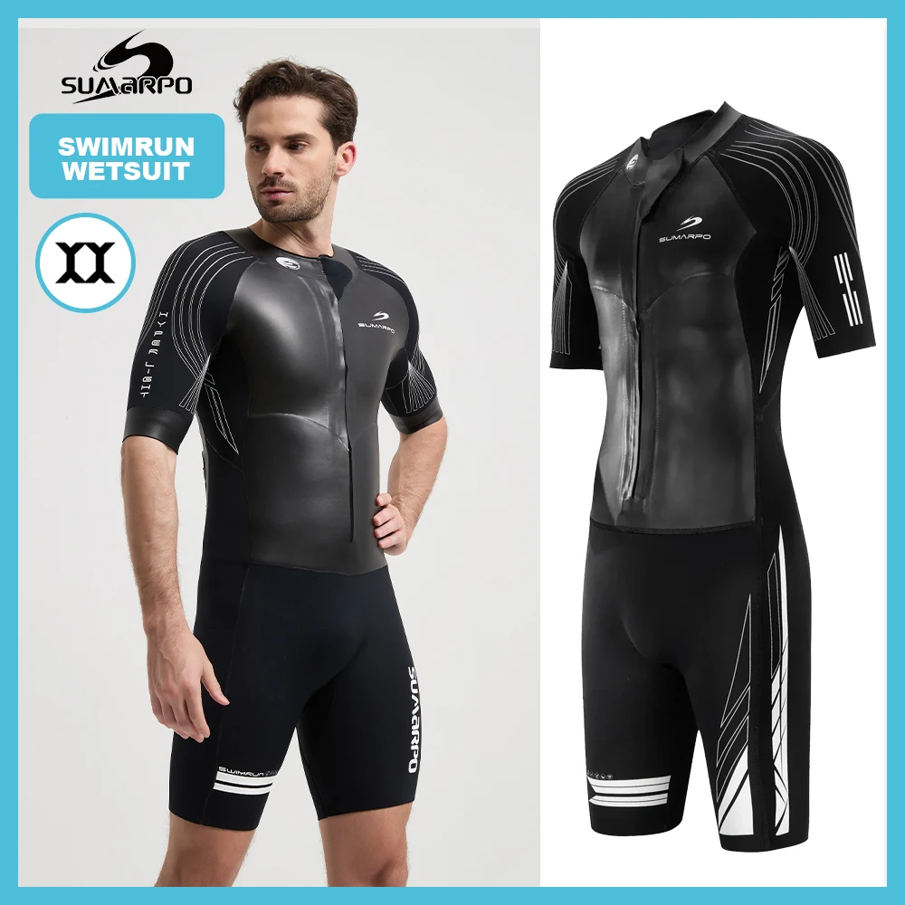 

Wetsuit for Swimrun Open Water Swimming, Yamamoto Neoprene SCS, Short Sleeves, Buoyancy Speed Thermal