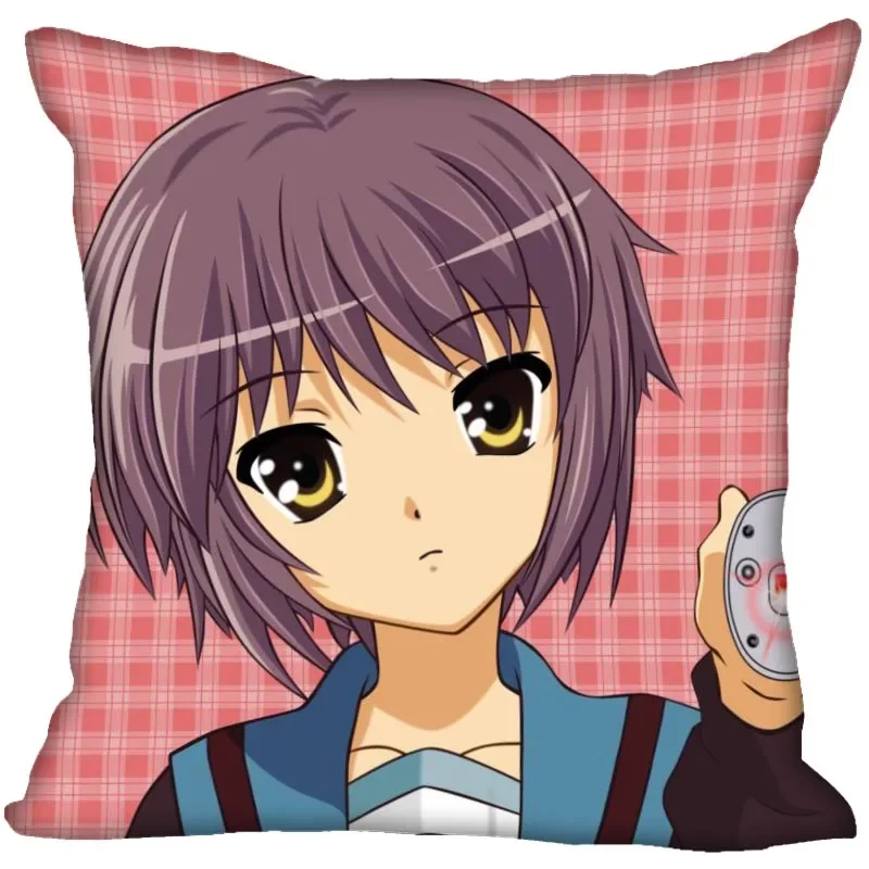 Nagato Yuki Suzumiya Haruhi No Yuuutsu Pillowcase Bedroom Home Decorative Pillow Cover Square Zipper Pillow Cases Satin 0216