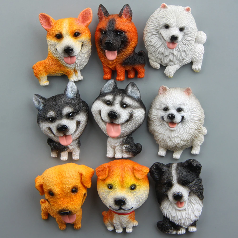 Cute Cartoon Husky Corgi Bullshiba Inu Refrigerator Sticker Creative Magnetic Home Kitchen Decoration Multiple Styles Available