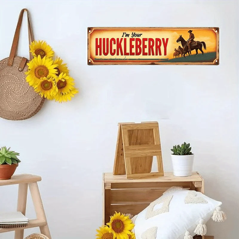 2D Flat Vintage Metal Sign 16x4 Inches Wild Blueberry Vintage Metal Sign, Suitable for Home Walls, Backyards, Cafes, Bars