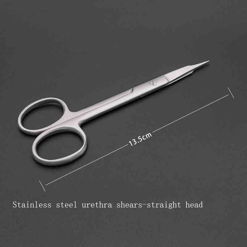 Stainless steel pet surgical instrument fine urethra scissors urethrostomy tool straight head elbow