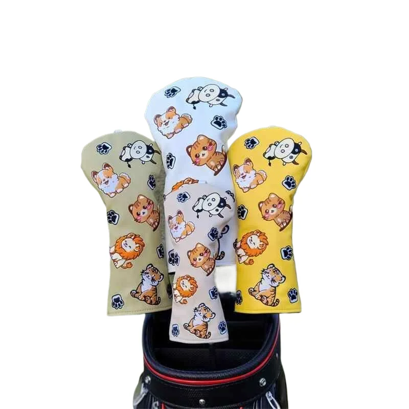 Cotton Animal Golf Headcover for Driver Wood UT Putter Black & White Club Head Protective Covers Golf Supplies