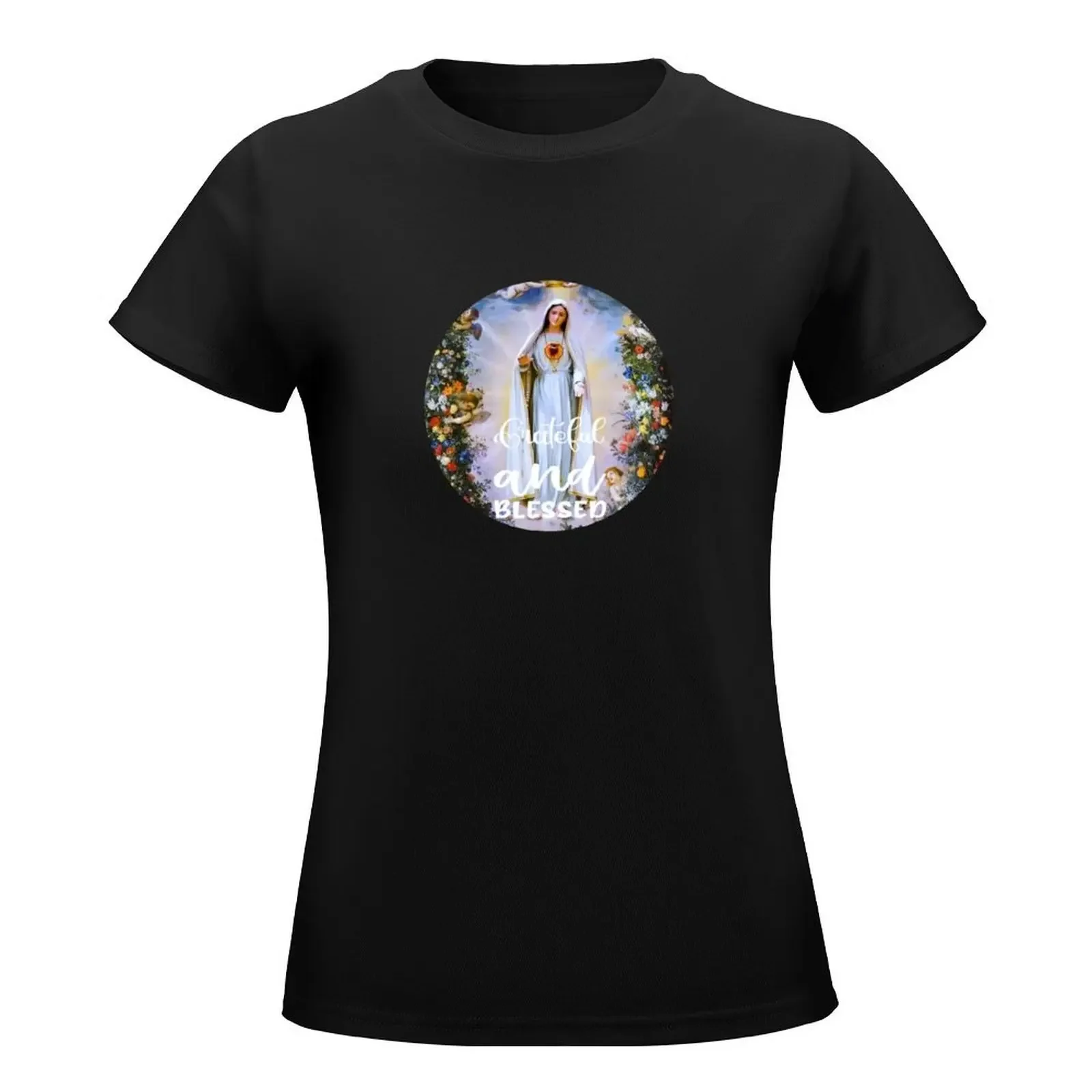 Virgin Mary Immaculate Heart of Mary Mother of God Our Lady T-Shirt oversized vintage clothes cropped t shirts for Women