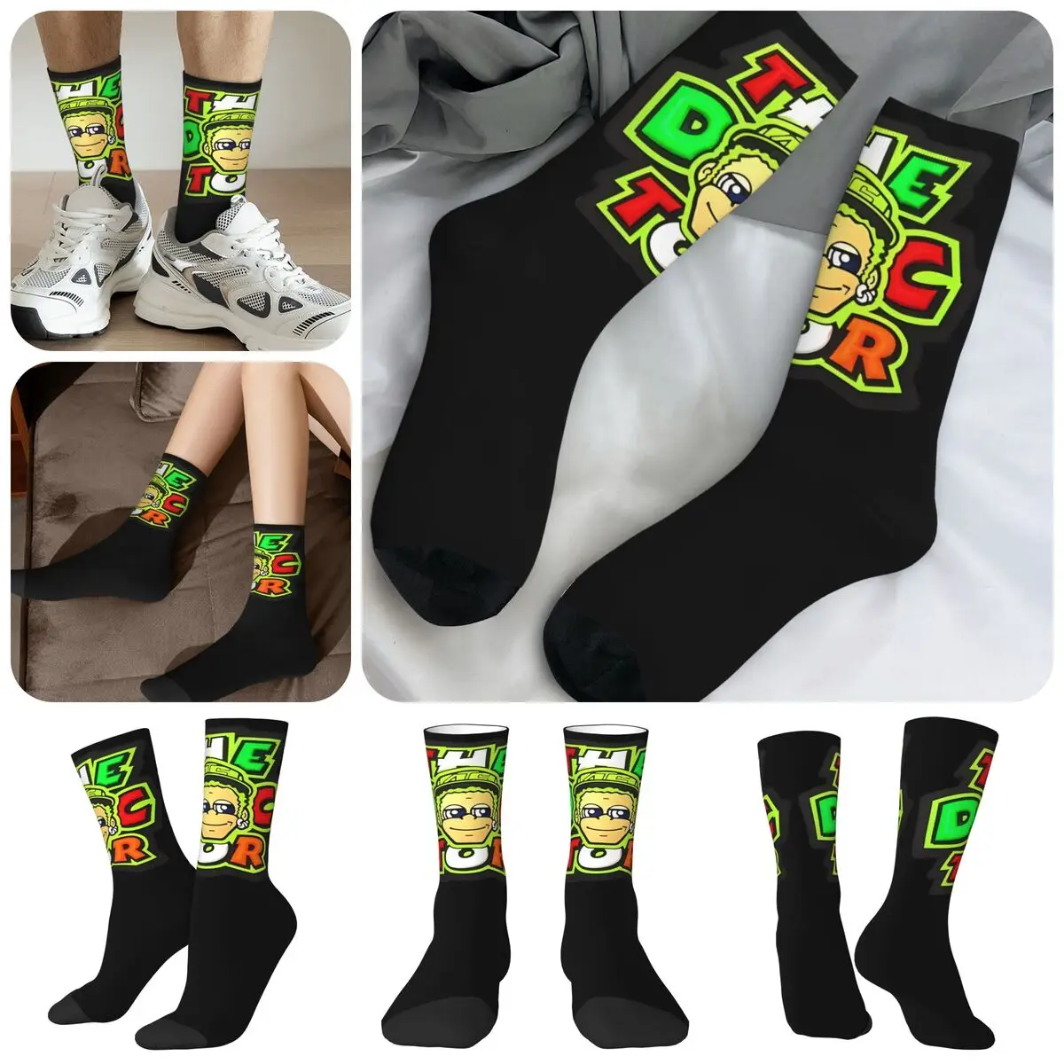 

Motorcycle Racing Rossi-Race 46 High elasticity polyester fiber cosy Unisex Cycling Happy 3D color printing Socks