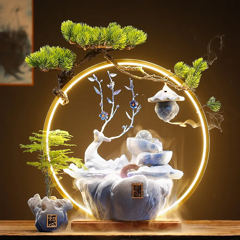 Creative Chinese Style Circulating Water Finance Office Living Room Tabletop Decoration for Zhaocai Flowing Fountain