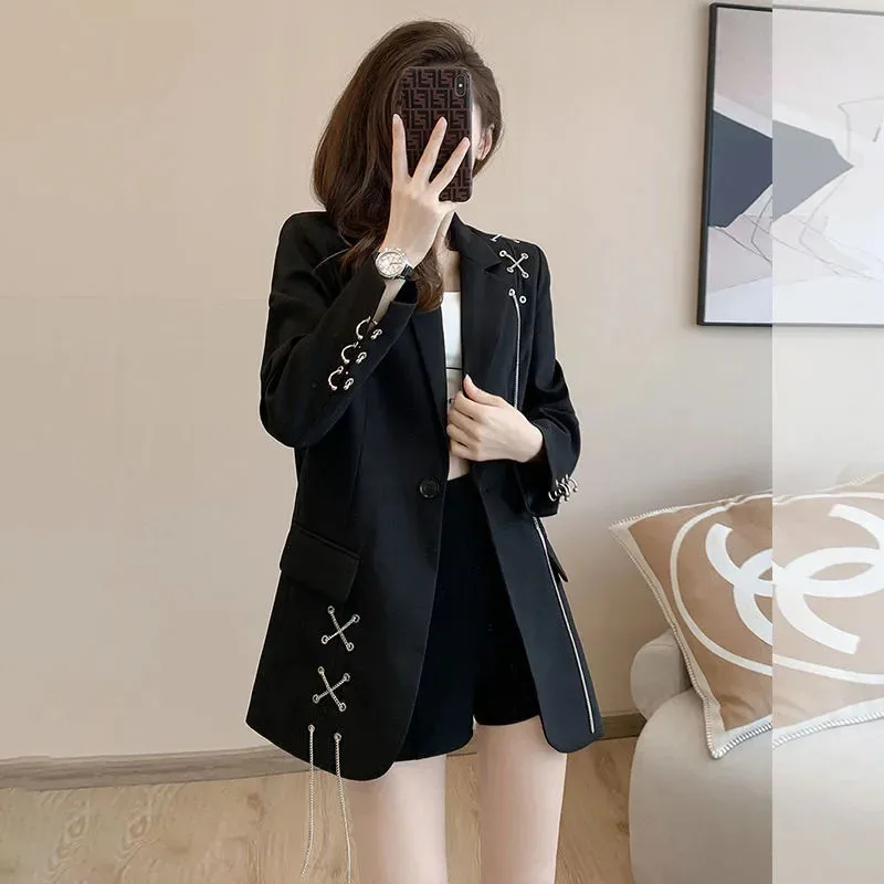 2024 Spring Autumn New Vintage Chic Blazer Women Outwear Fashion Loose Long Sleeve Oversize 3XL Professional Blazer Jacket Tops