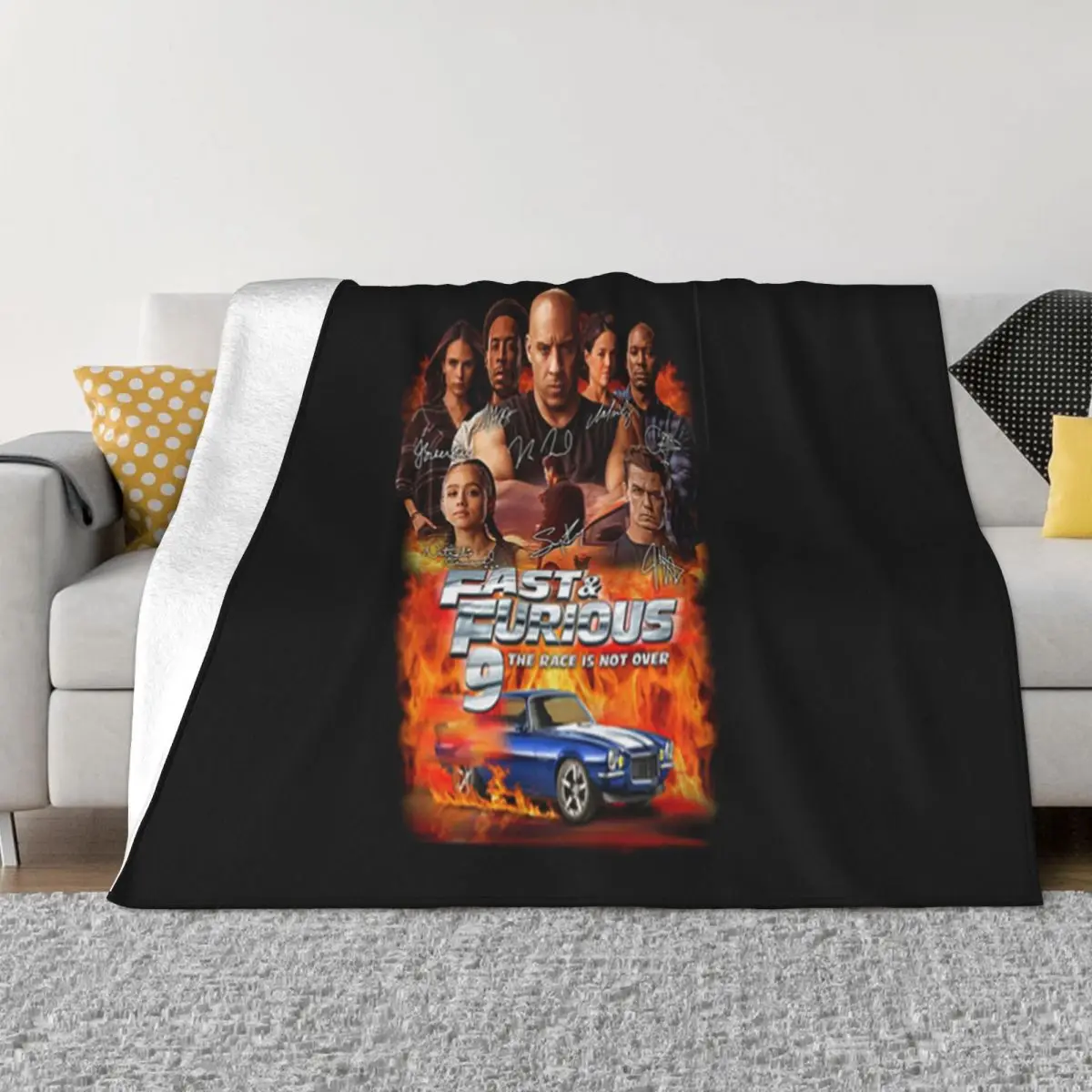 Fast & Furious 9 The Race Is Not Over Signatures Original Funny Best Selling Splicing Science Throw Blanket