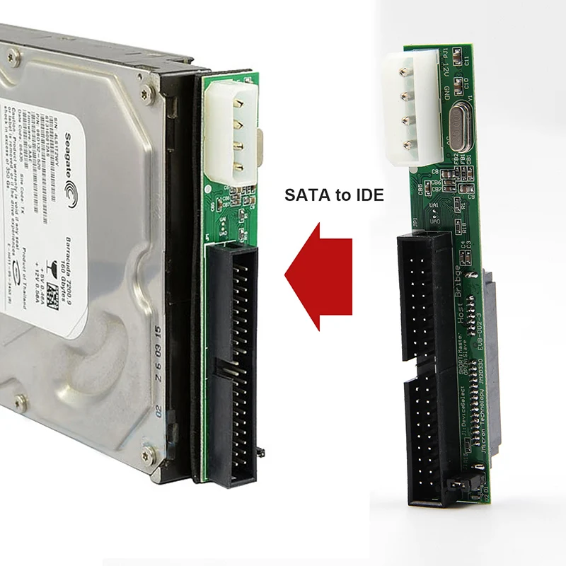 محول Sata إلى IDE محول 2.5 Sata أنثى إلى 3.5 بوصة IDE ذكر 40 منفذ دبوس 1.5Gbs دعم ATA 133 100 HDD CD DVD المسلسل