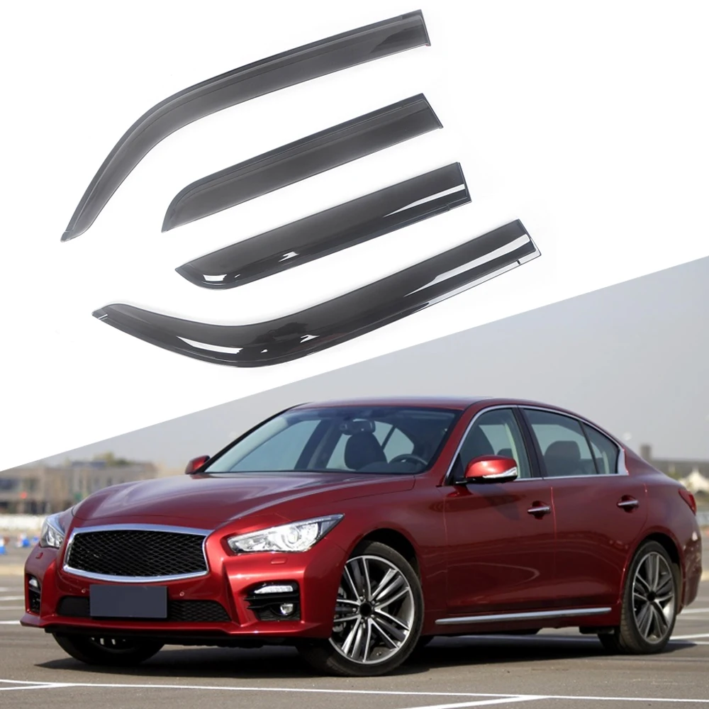 For Infiniti Q50 2014-2016 Auto Side Window Wind Deflectors Visors Black Rain Guard Door Visor Vent Shades Dark Smoke Ventvisor