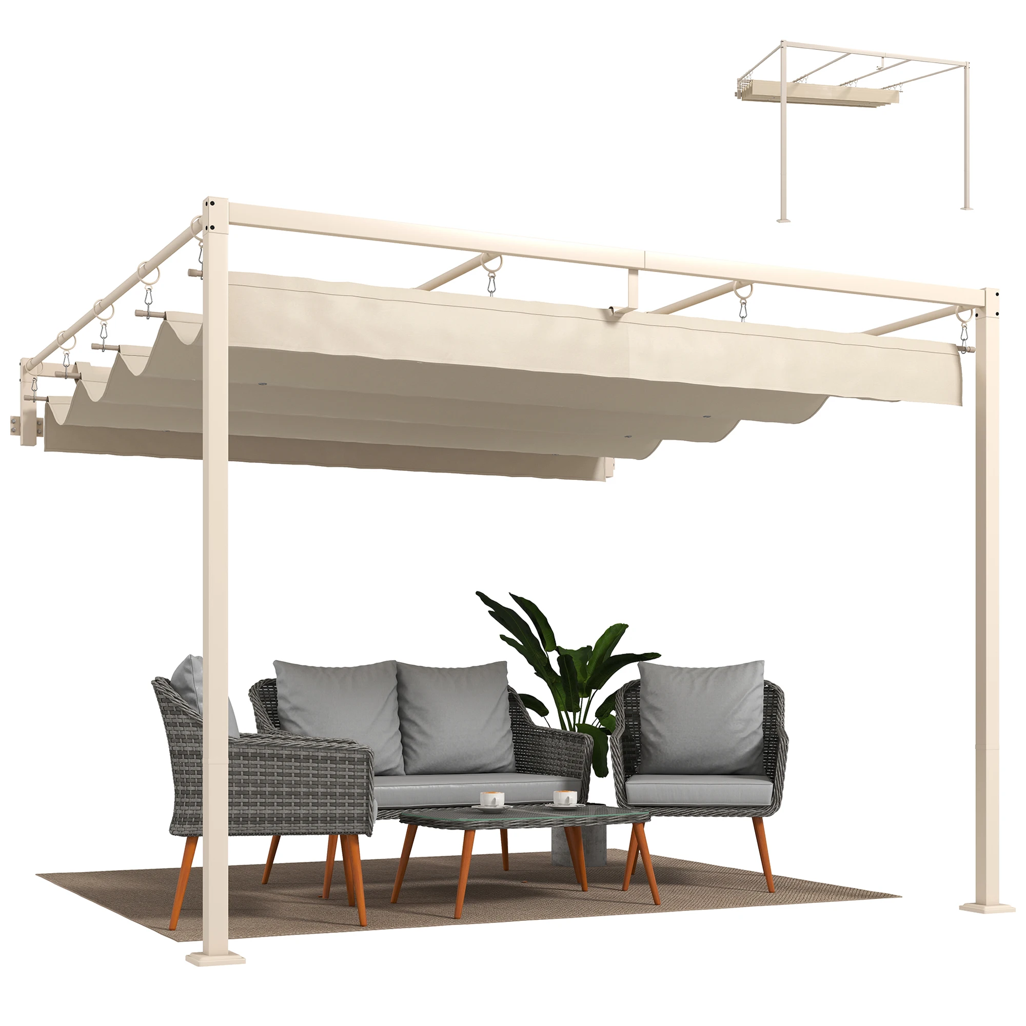 Outsunny Pergola Outsunny Staal, Polyester 298X297X221 cm - afbeelding 2