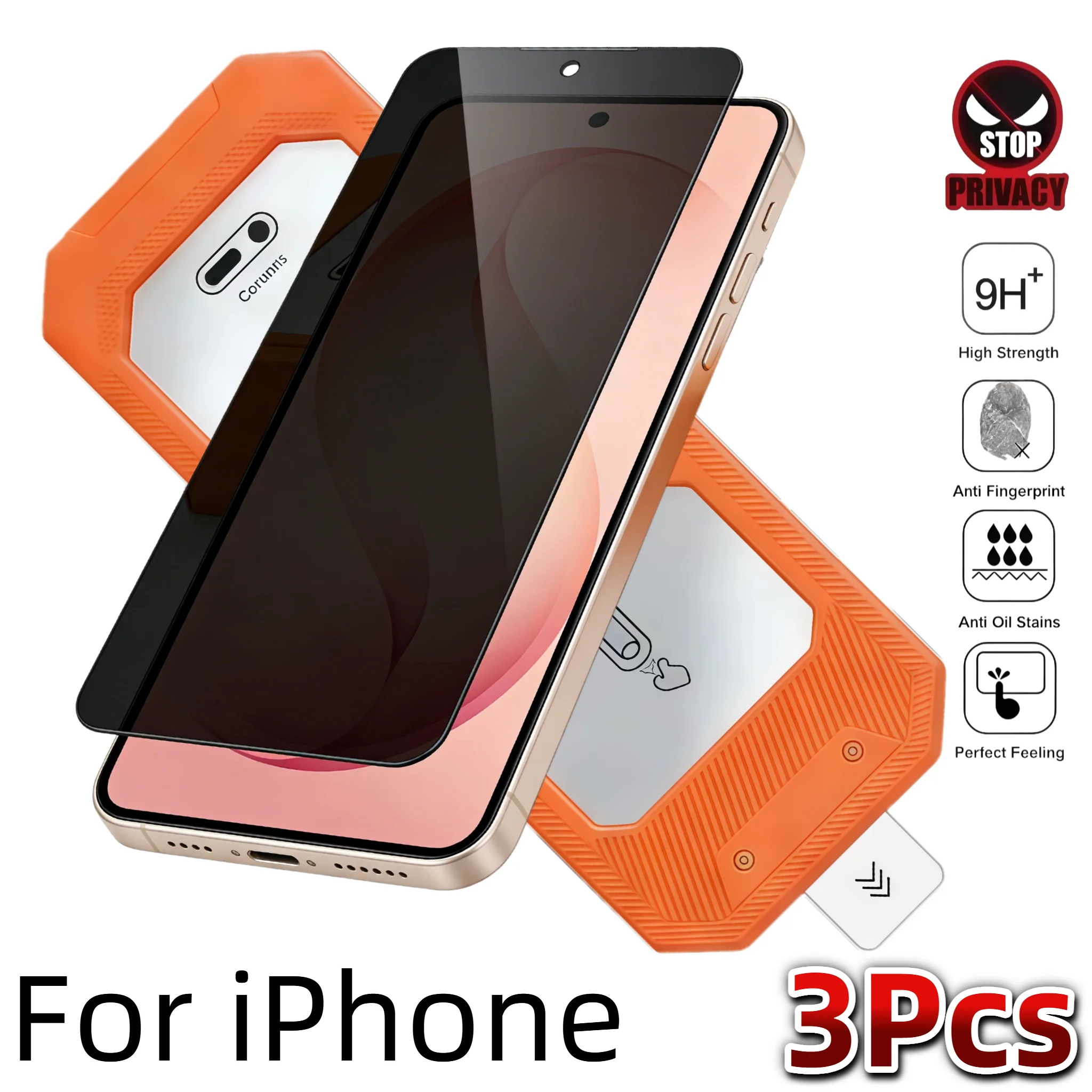 

3PCS 9H Tempered Glass Privacy Screen Protector for iPhoneAir 17e 16Pro 15ProMax 14Plus 13 12 Series - Device Privacy Protection