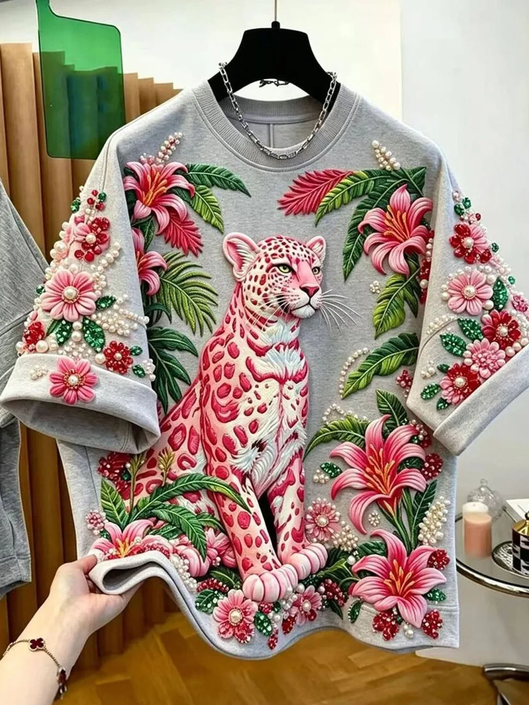 

Fashionable Printed T-Shirt Women's Original Design Summer Top Korean Style Loose Fit Short Sleeve round Neck Antifouling