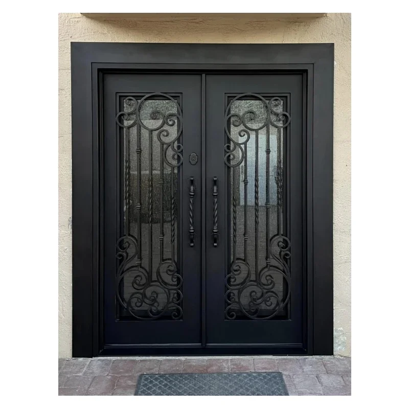 Luxury Pre-Hang Wrought Iron Front Door Double Entry Main Iron Door Handle Hotels Living Rooms Wine Cellars Farmhouses