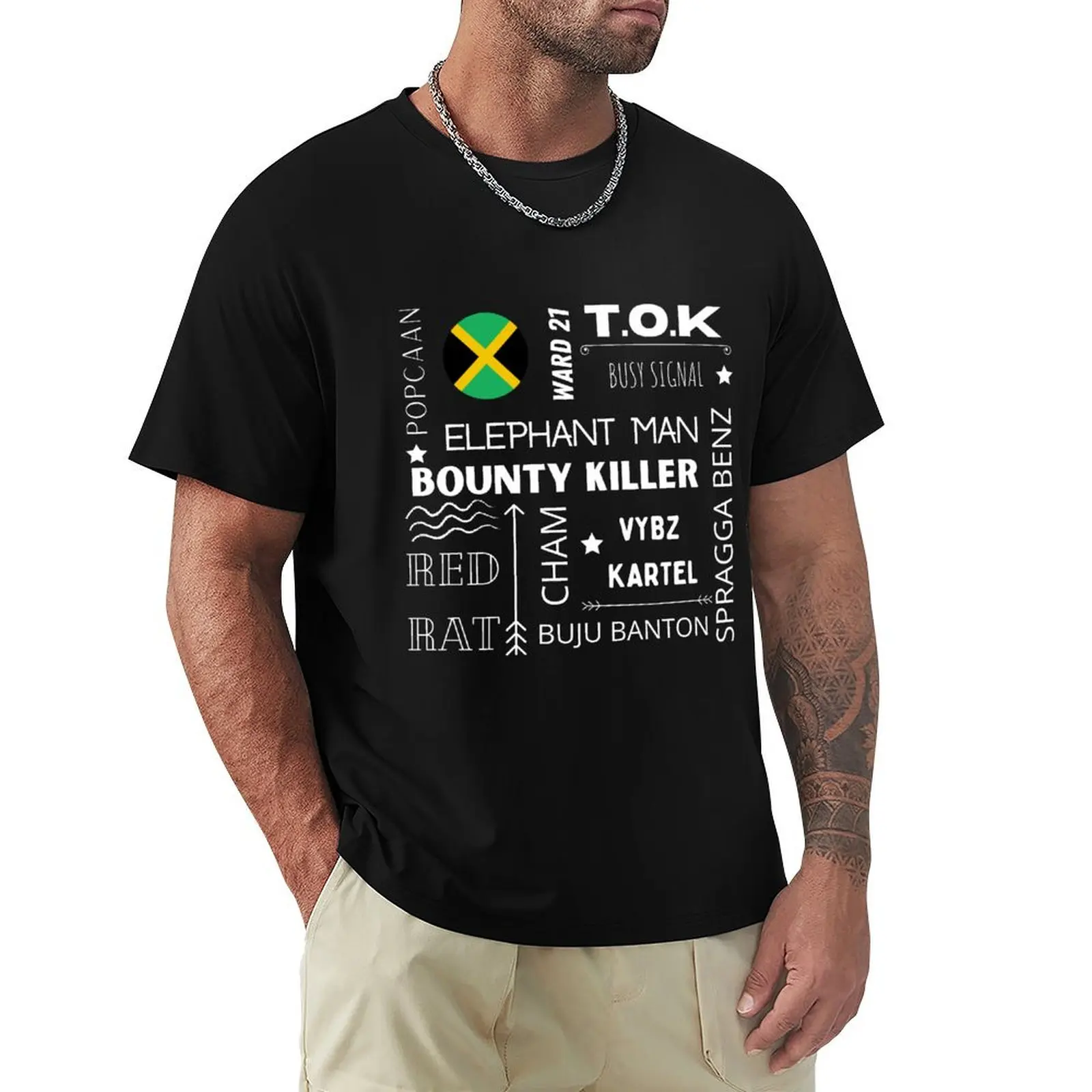 

Dancehall Reggae Artist White Text Design T-Shirt vintage t shirts boys whites anime figures mens clothes