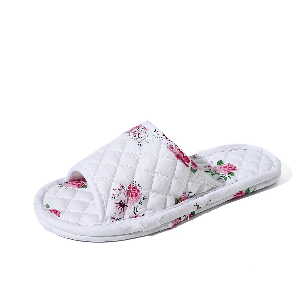 Summer Women Slippers Soft Cotton Floral Floor Shoes Lightweight Bedroom Slippers Fashion Flower Indoor Home Shoes Antislip
