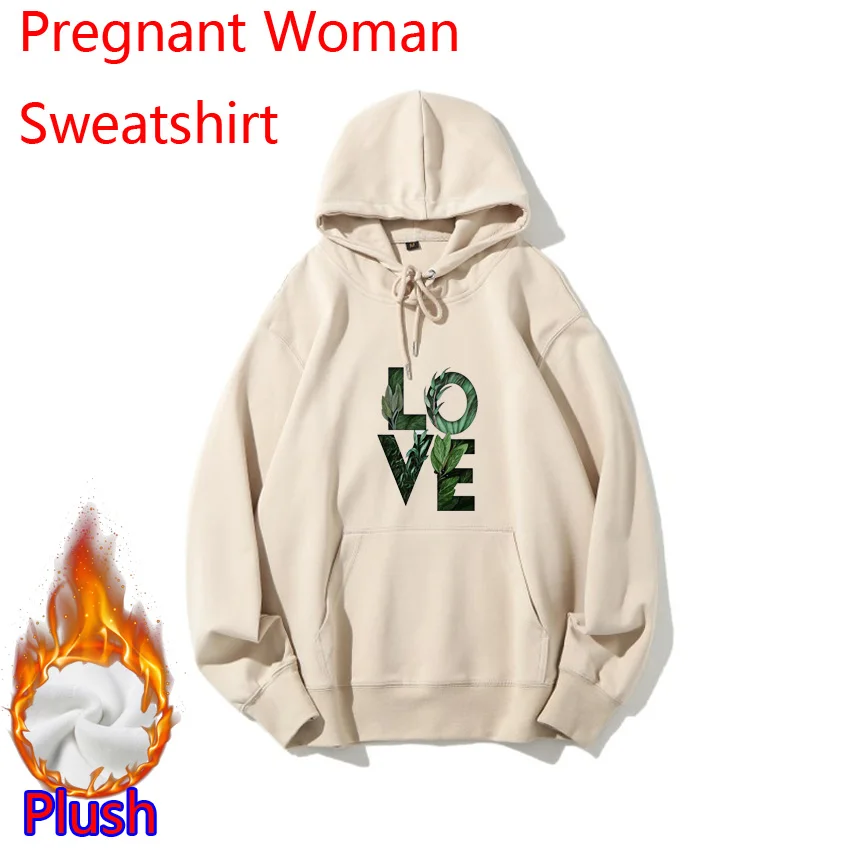 Flower Grass Love Funny Printed Pregnant Woman Plush Hoodie Winter hoody  Pregnant Women Customized Add Your Design Idea Cool