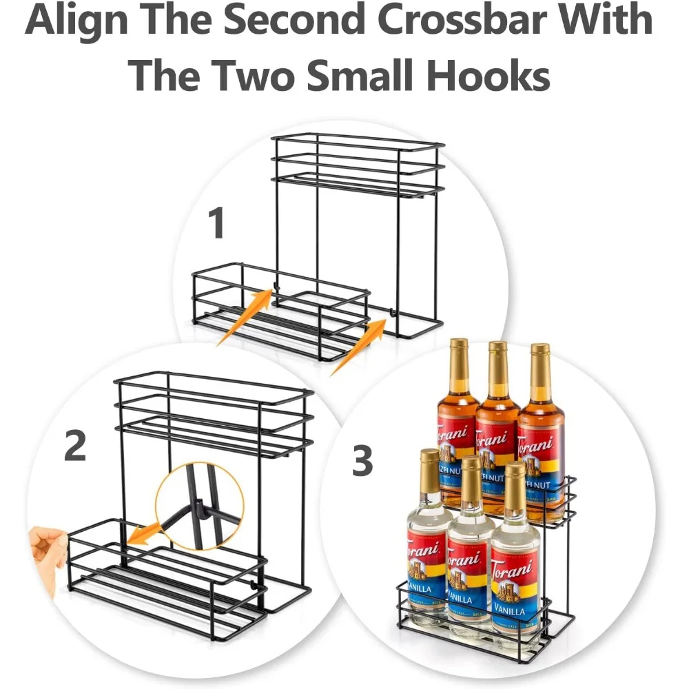 6 زجاجات منظم شراب القهوة رف شراب القهوة لبار القهوة المطبخ رف النبيذ الصغير لتخزين عائلة البار لنبيذ شراب د