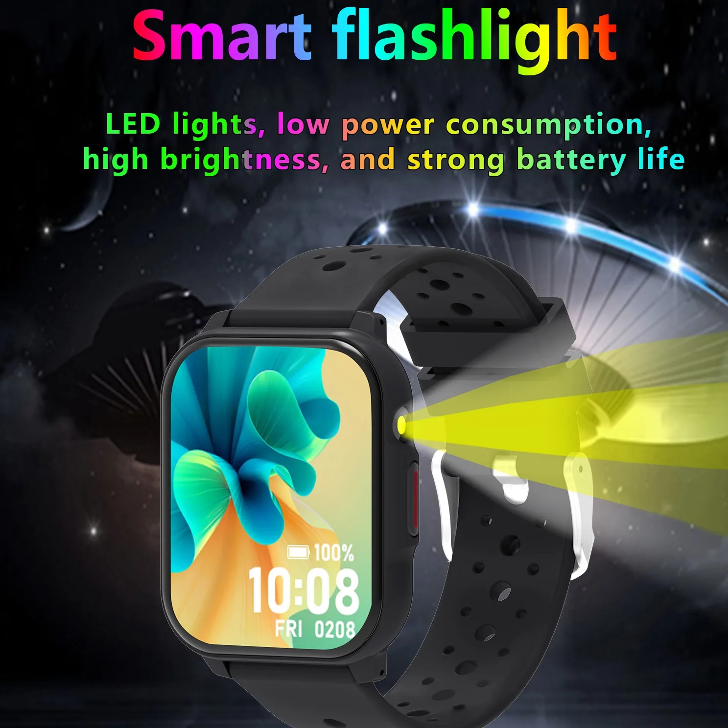 Fashion Square Smart Watch BT Dial Calling Multiple Grid View Led Light Multifunctional Smartwatch with Large Battery
