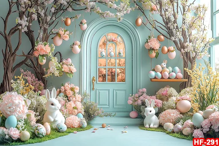 Primavera páscoa fotografia cenários jardim floral grama coelho ovos fundo coelho foto banner tapeçaria cabine adereços