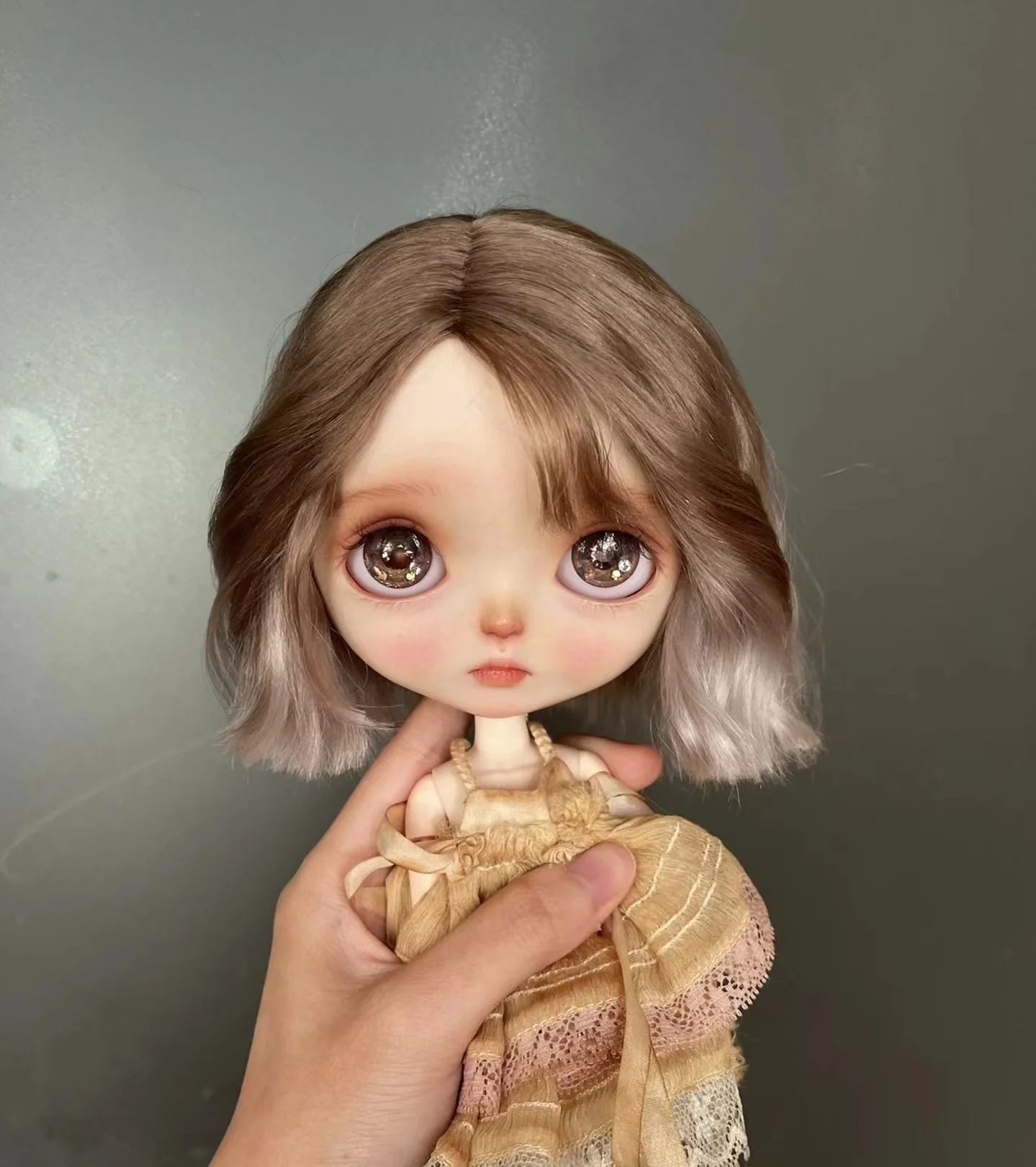 BJD Blythe wig Mohair Multi color short hair Specifically increase hair density Fit 9-10inch head circumference Qbaby