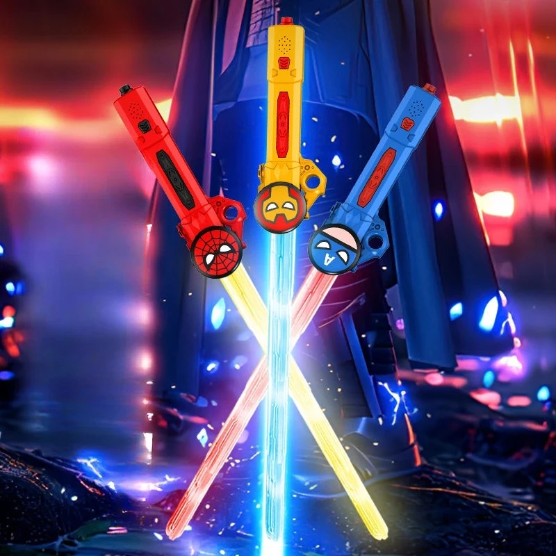 أنيمي بطل الرجل العنكبوت كابتن أمريكا هالك 2 في 1 LED السيف الضوئي، الدعائم الديكور لعب الأدوار، هدية العيد قطعة واحدة