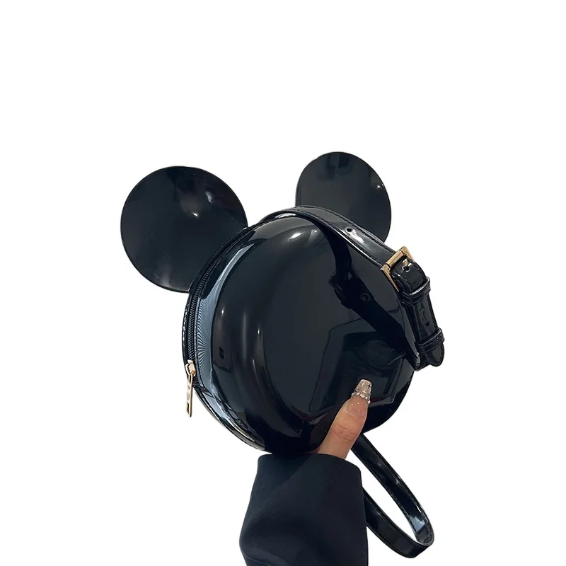 

Disney Mickey Mouse Shoulder Bag for Women Fashion Solid Color Silicone Crossbody Casual Simple Small Round Beach Shoulder bag